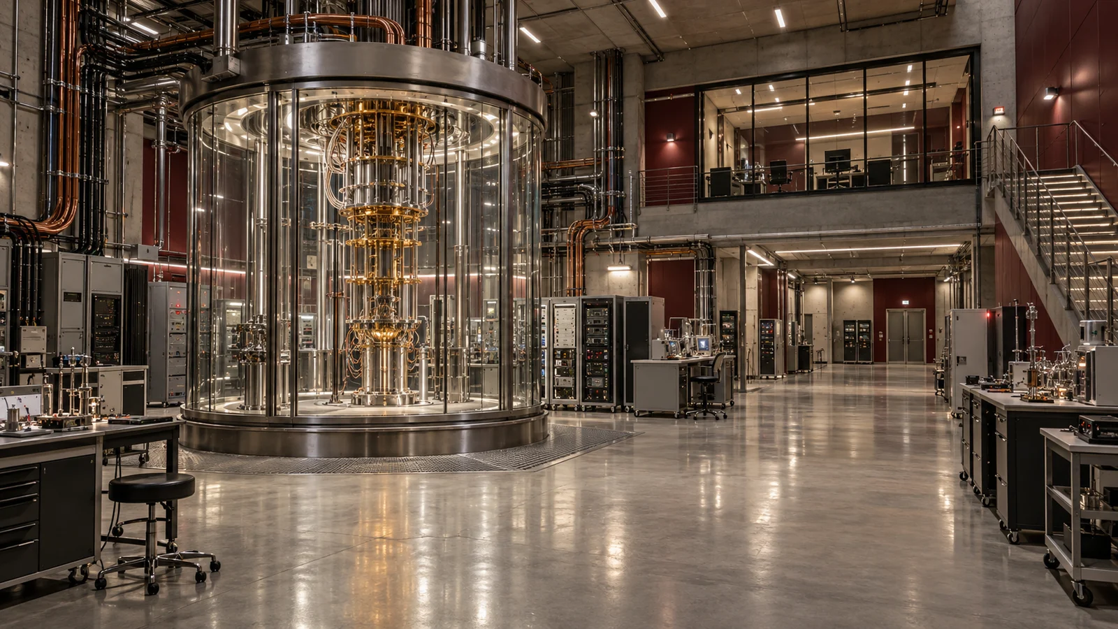 Laboratório subterrâneo: câmara experimental de vidro, instrumentação metálica e sala de observação